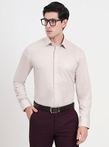 Fawn Solid Regular Fit Formal Shirt | JadeBlue