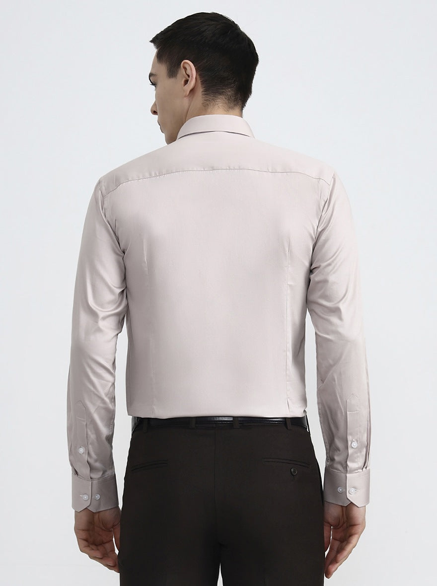 Peach Solid Slim Fit Formal Shirt | Greenfibre