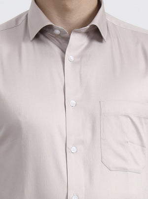 Peach Solid Slim Fit Formal Shirt | Greenfibre