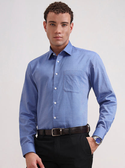 Raw Blue Solid Regular Fit Formal Shirt | JadeBlue
