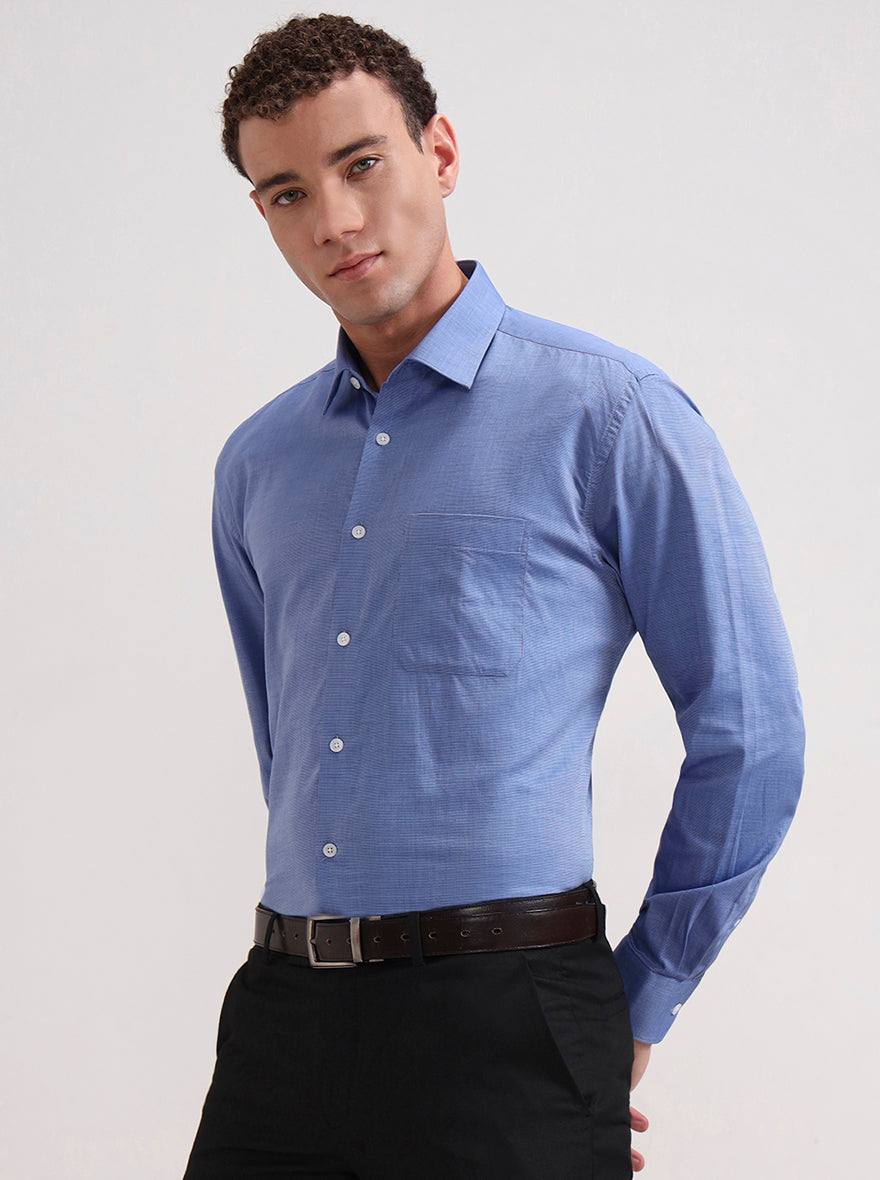 Raw Blue Solid Regular Fit Formal Shirt | JadeBlue