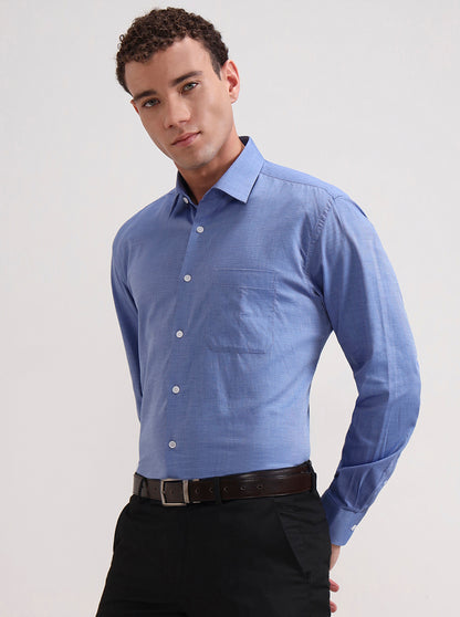 Raw Blue Solid Regular Fit Formal Shirt | JadeBlue