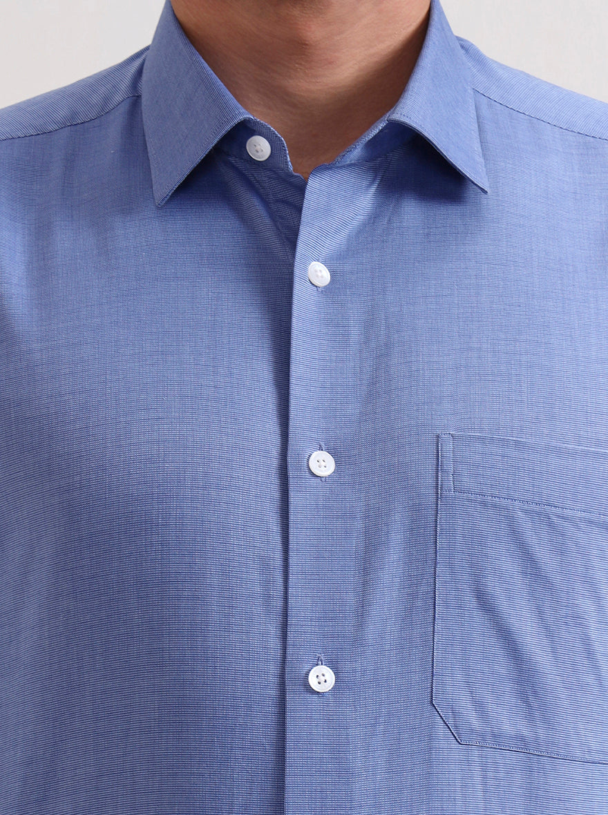 Raw Blue Solid Regular Fit Formal Shirt | JadeBlue