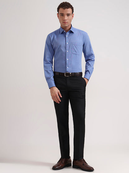 Raw Blue Solid Regular Fit Formal Shirt | JadeBlue