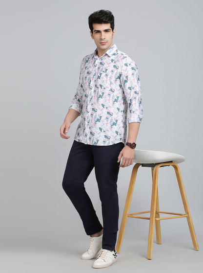 Multicolor Printed Slim Fit Casual Shirt | JadeBlue