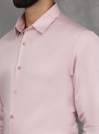 Pink Solid Slim Fit Casual Shirt | GreenFibre