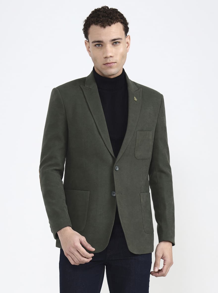 Green Solid Regular Fit Blazer | JB X JB