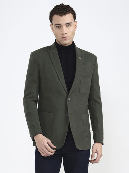 Green Solid Regular Fit Blazer | JB X JB