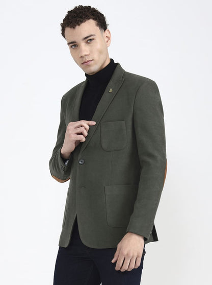 Green Solid Regular Fit Blazer | JB X JB