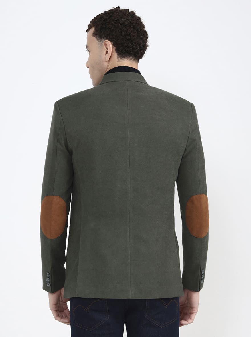 Green Solid Regular Fit Blazer | JB X JB