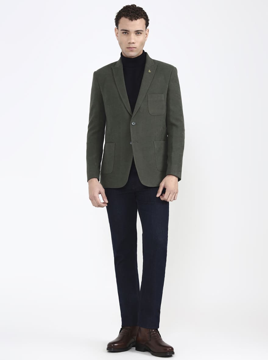 Green Solid Regular Fit Blazer | JB X JB