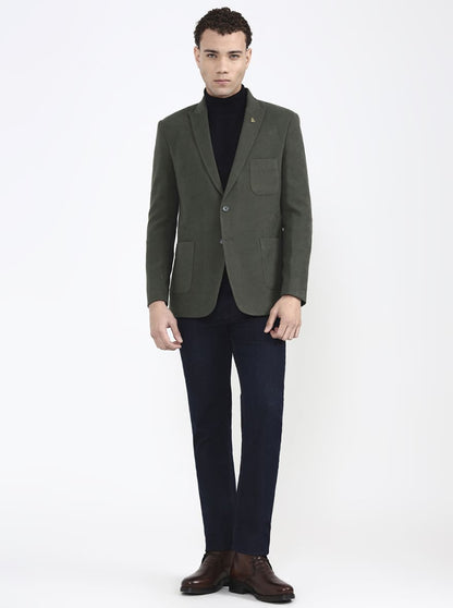 Green Solid Regular Fit Blazer | JB X JB