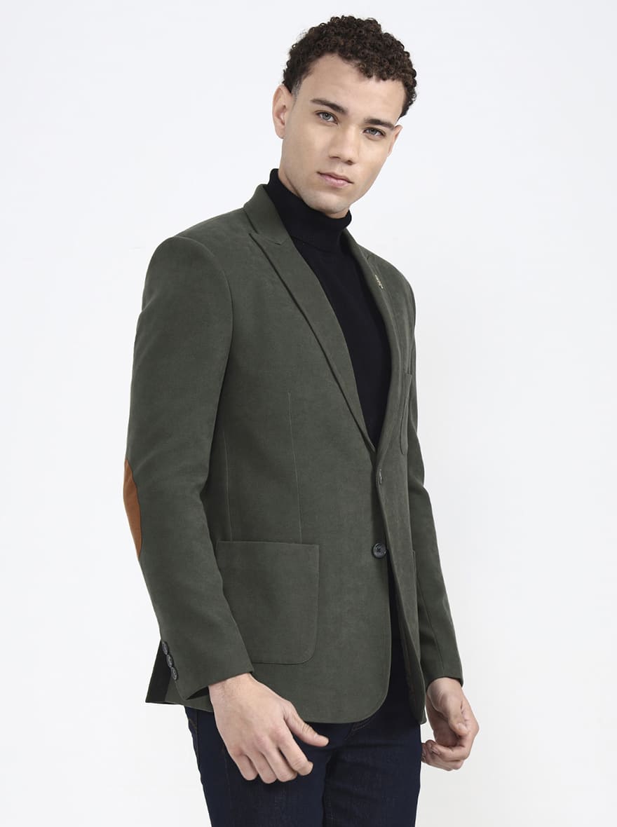 Green Solid Regular Fit Blazer | JB X JB