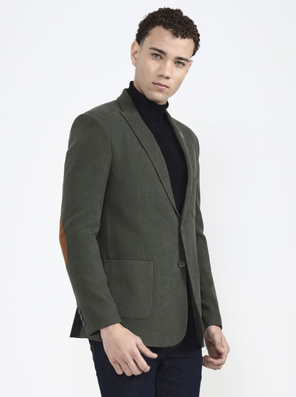 Green Solid Regular Fit Blazer | JB X JB