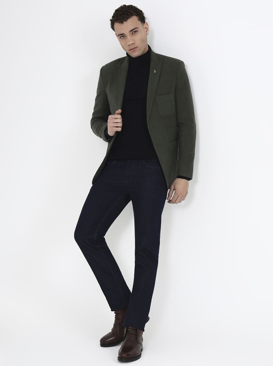 Green Solid Regular Fit Blazer | JB X JB