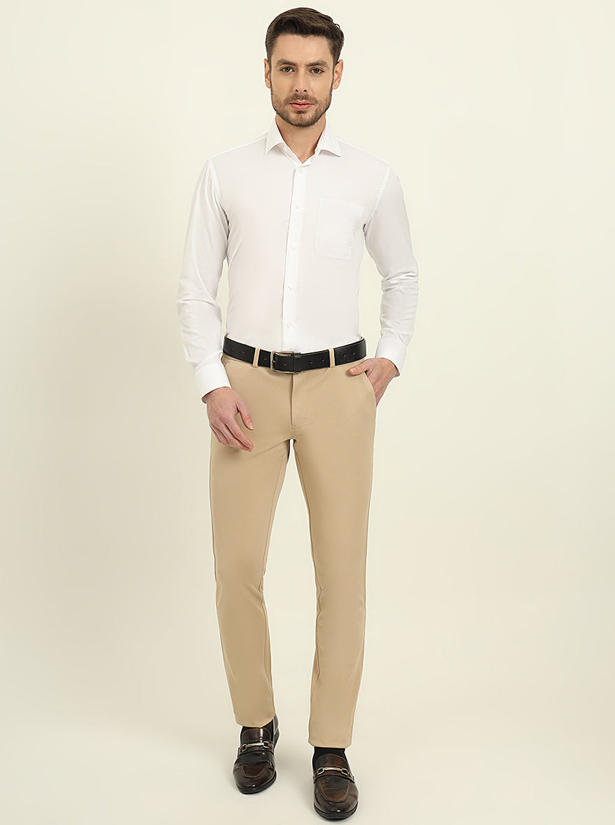 White Solid Slim Fit Formal Shirt | Metal