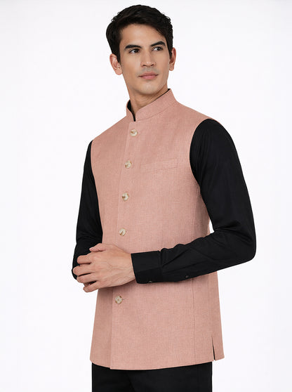 Orange Textured Regular Fit Modi Jacket | JadeBlue