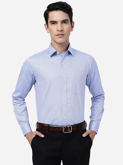 Blue Solid Slim Fit Formal Shirt | JadeBlue Youth