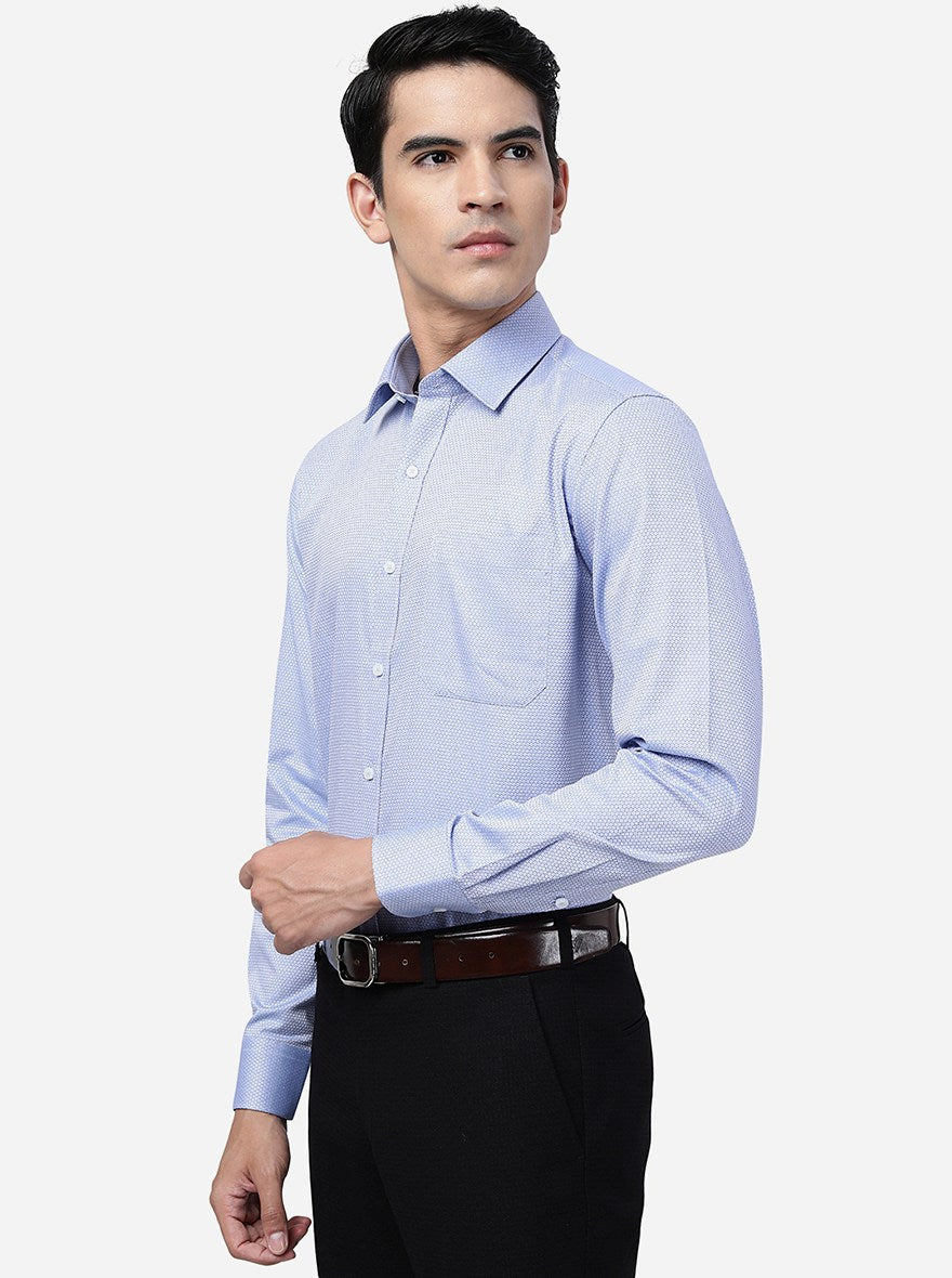 Blue Solid Slim Fit Formal Shirt | JadeBlue Youth