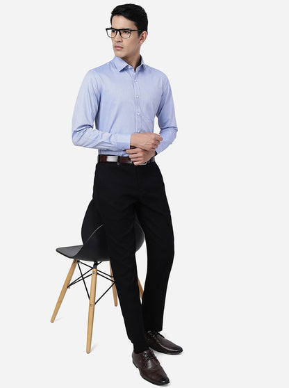 Blue Solid Slim Fit Formal Shirt | JadeBlue Youth