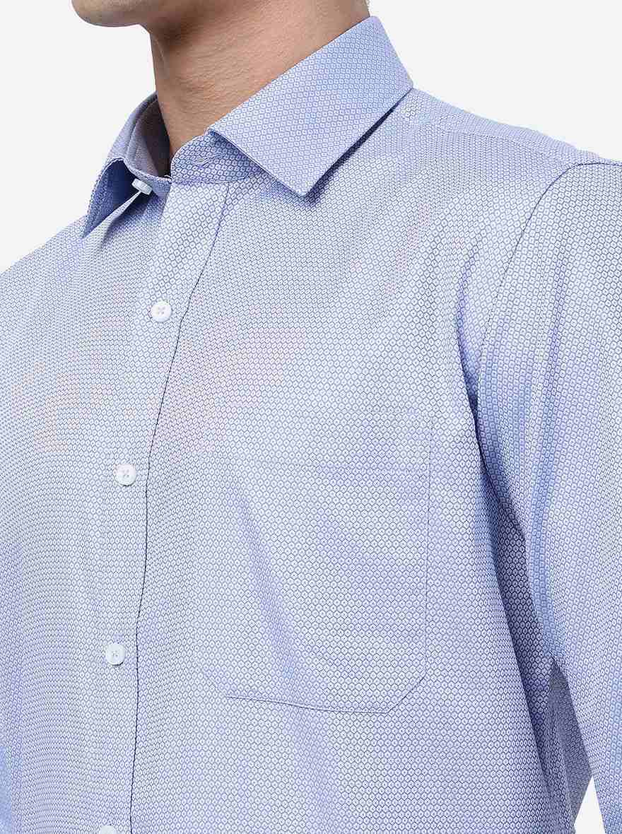 Blue Solid Slim Fit Formal Shirt | JadeBlue Youth