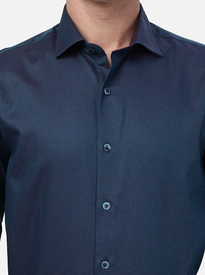 Teal Blue Solid Slim Fit Party Wear Shirt | Wyre