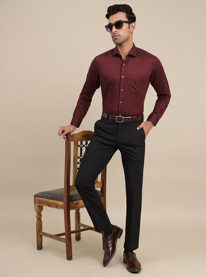 Maroon Solid Slim Fit Formal Shirt | Metal