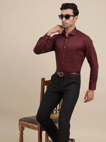 Maroon Solid Slim Fit Formal Shirt | Metal