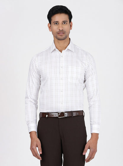 White Checked Slim Fit Formal Shirt | JadeBlue Youth