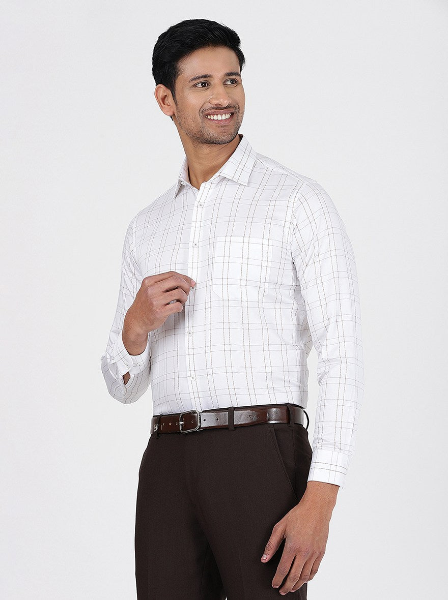 White Checked Slim Fit Formal Shirt | JadeBlue Youth