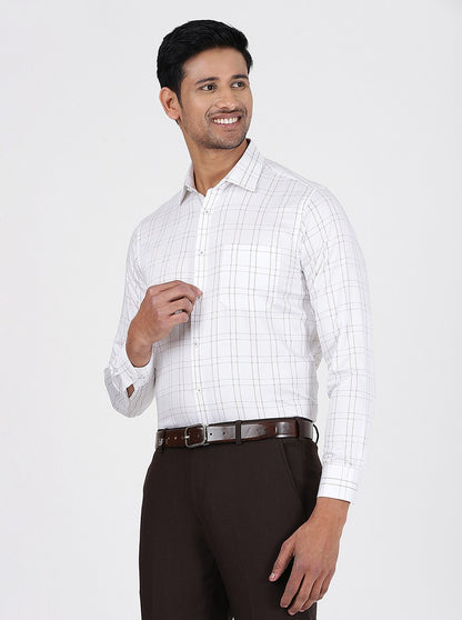 White Checked Slim Fit Formal Shirt | JadeBlue Youth