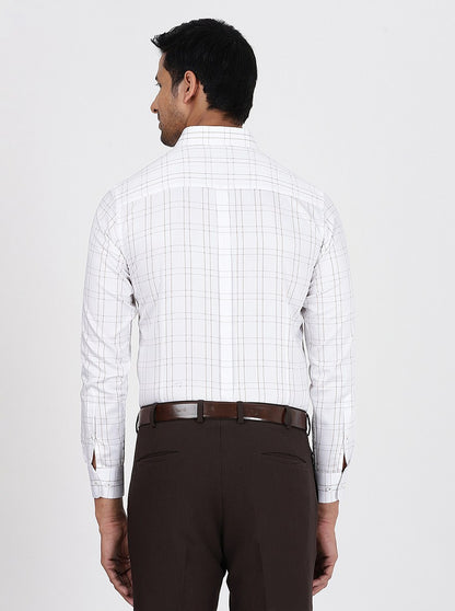 White Checked Slim Fit Formal Shirt | JadeBlue Youth