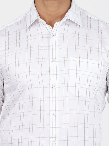White Checked Slim Fit Formal Shirt | JadeBlue Youth