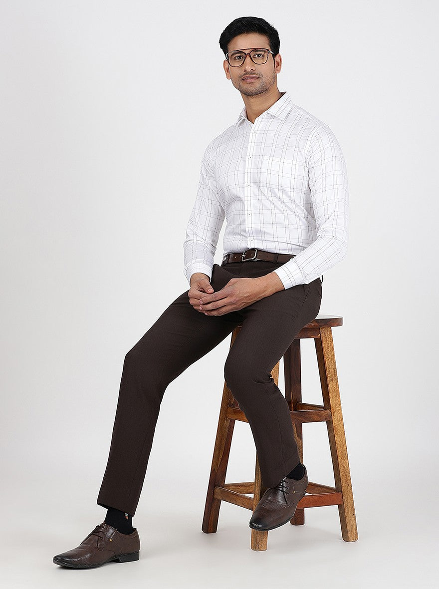 White Checked Slim Fit Formal Shirt | JadeBlue Youth