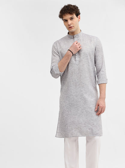 Grey Solid Modi Kurta | JadeBlue