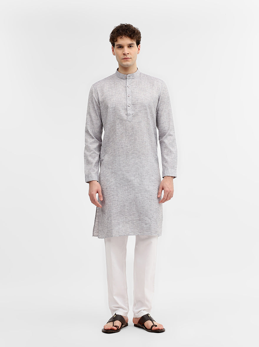 Grey Solid Modi Kurta | JadeBlue