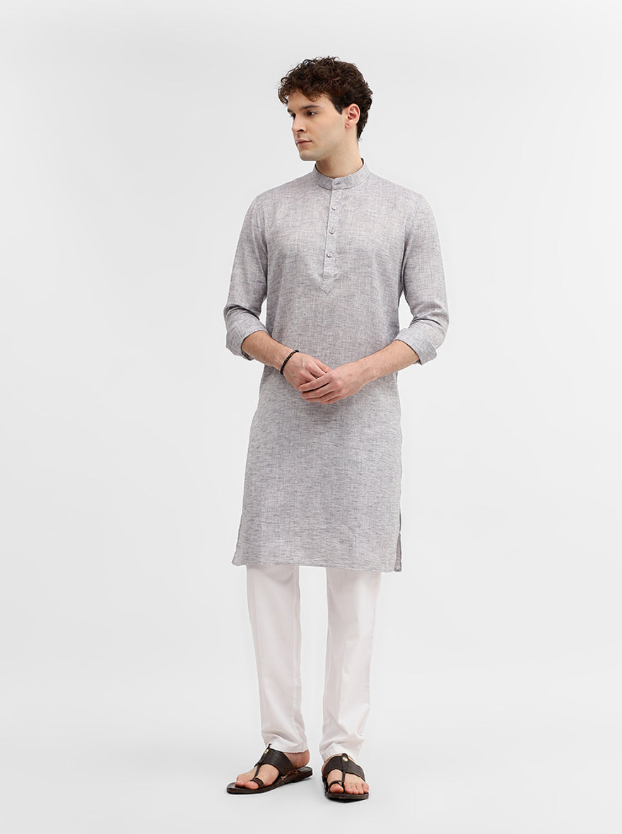 Grey Solid Modi Kurta | JadeBlue