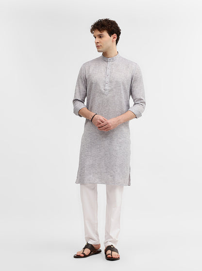 Grey Solid Modi Kurta | JadeBlue