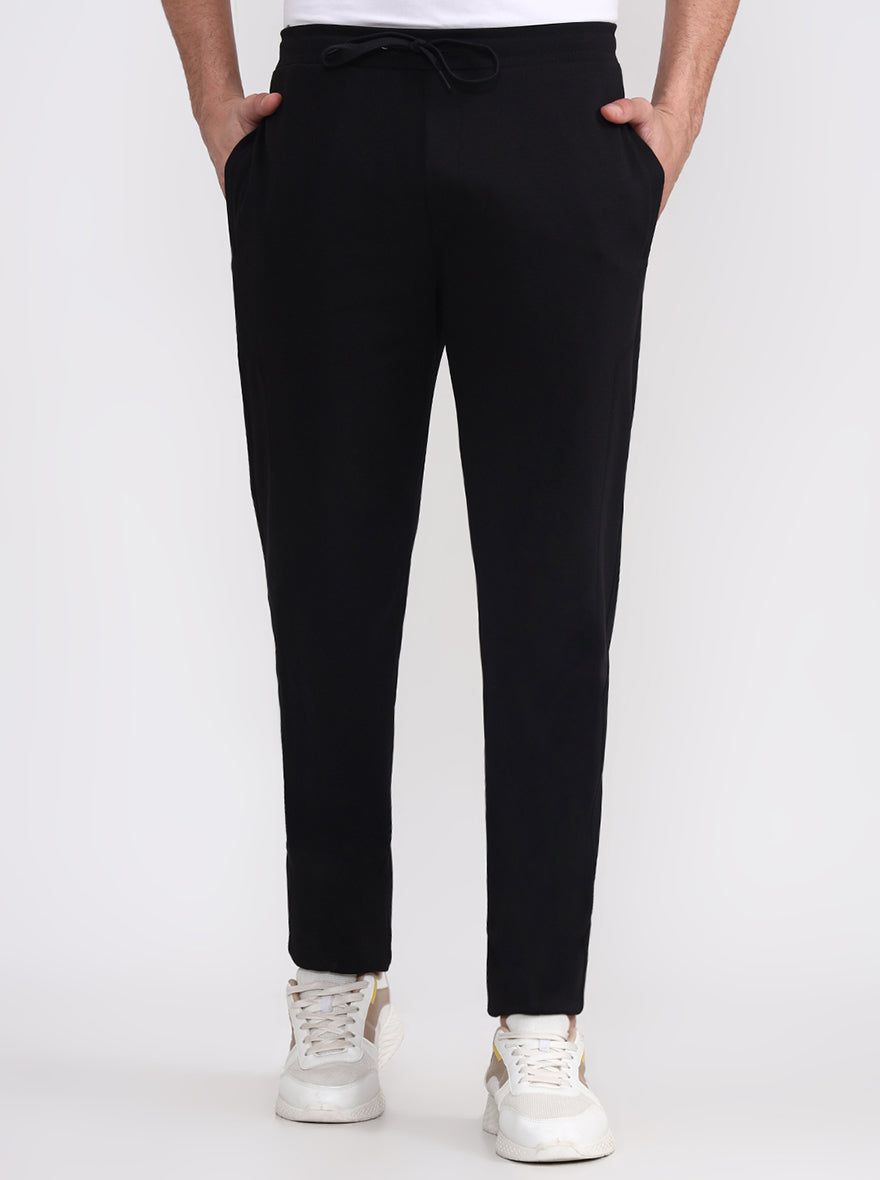 Black Solid Slim Fit Track Pant | JadeBlue
