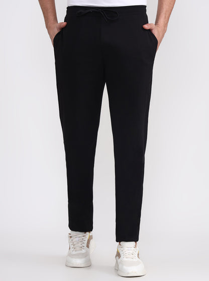 Black Solid Slim Fit Track Pant | JadeBlue