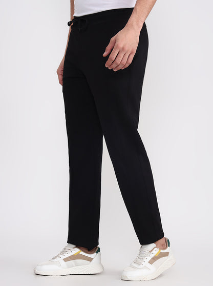 Black Solid Slim Fit Track Pant | JadeBlue