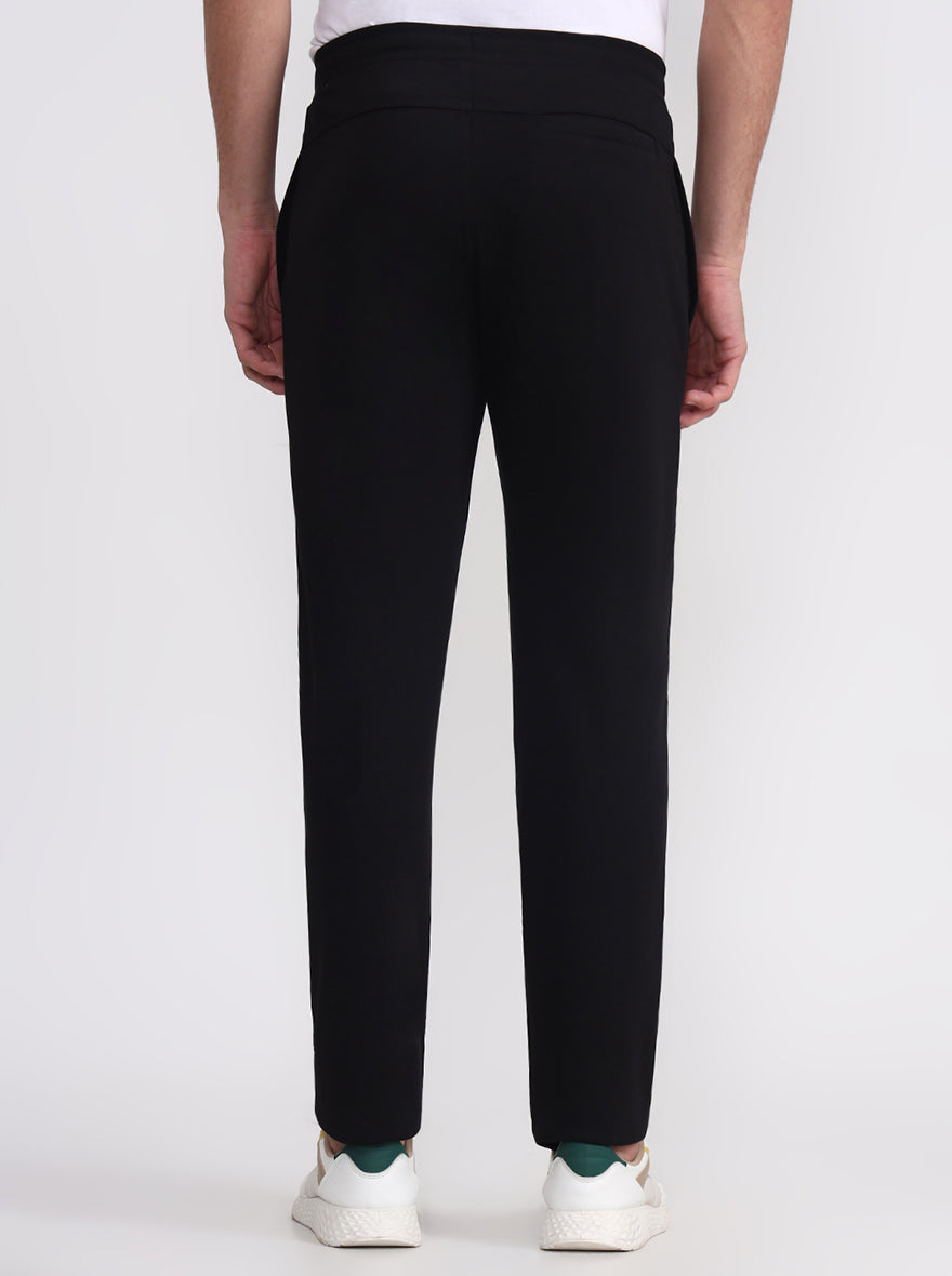 Black Solid Slim Fit Track Pant | JadeBlue
