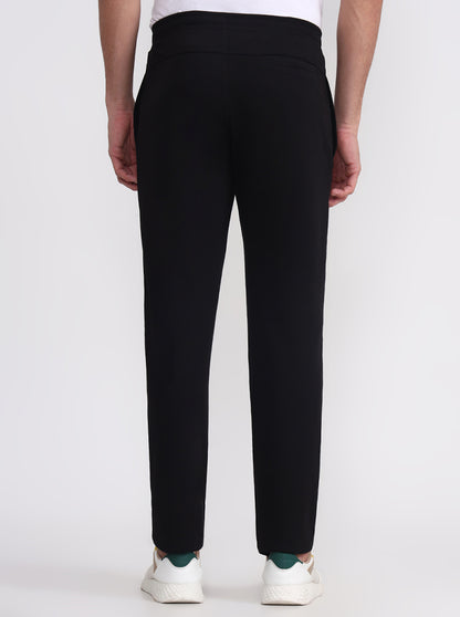 Black Solid Slim Fit Track Pant | JadeBlue