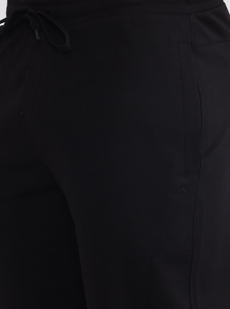 Black Solid Slim Fit Track Pant | JadeBlue