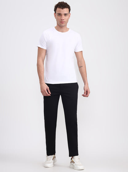 Black Solid Slim Fit Track Pant | JadeBlue