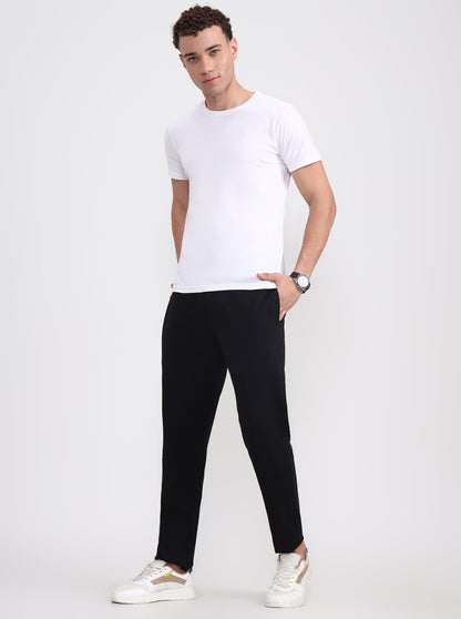 Black Solid Slim Fit Track Pant | JadeBlue