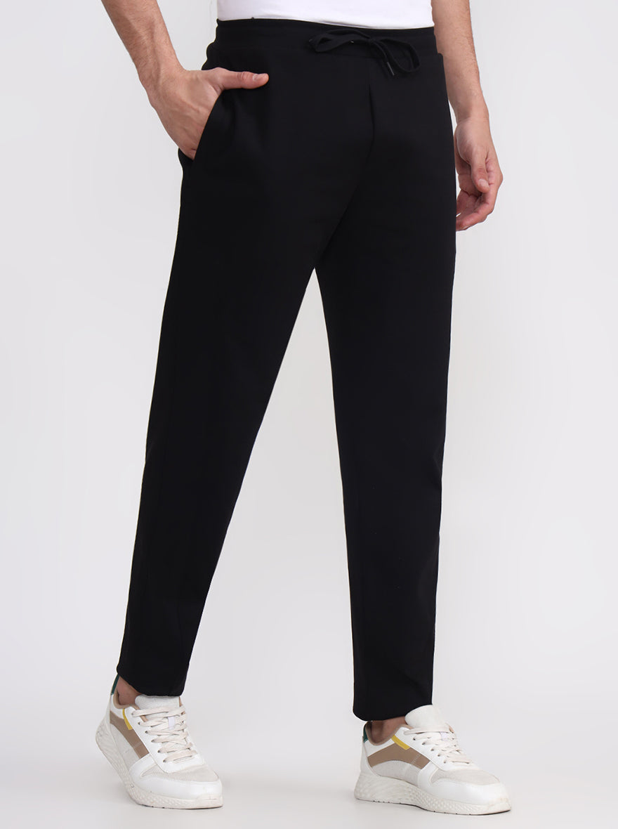 Black Solid Slim Fit Track Pant | JadeBlue