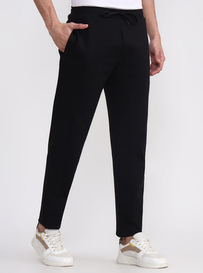 Black Solid Slim Fit Track Pant | JadeBlue