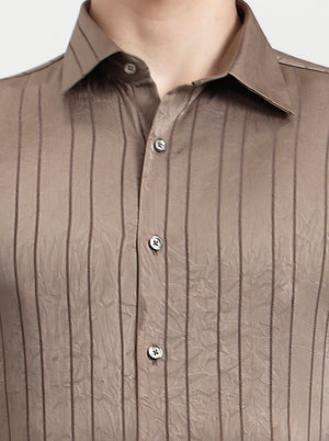 Fawn Striped Slim Fit Party Wear Shirt | Wyre