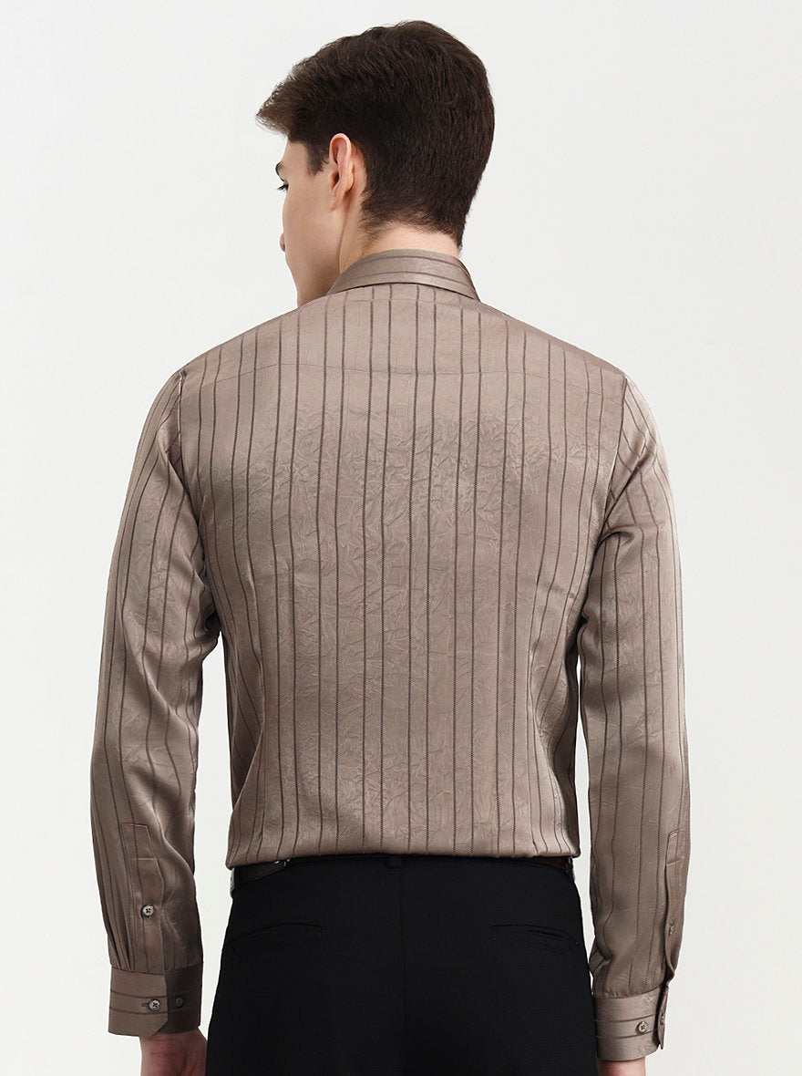 Fawn Striped Slim Fit Party Wear Shirt | Wyre